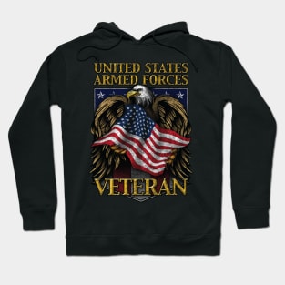 United States Armed Forces Veteran Shield with Eagle and Flag Hoodie